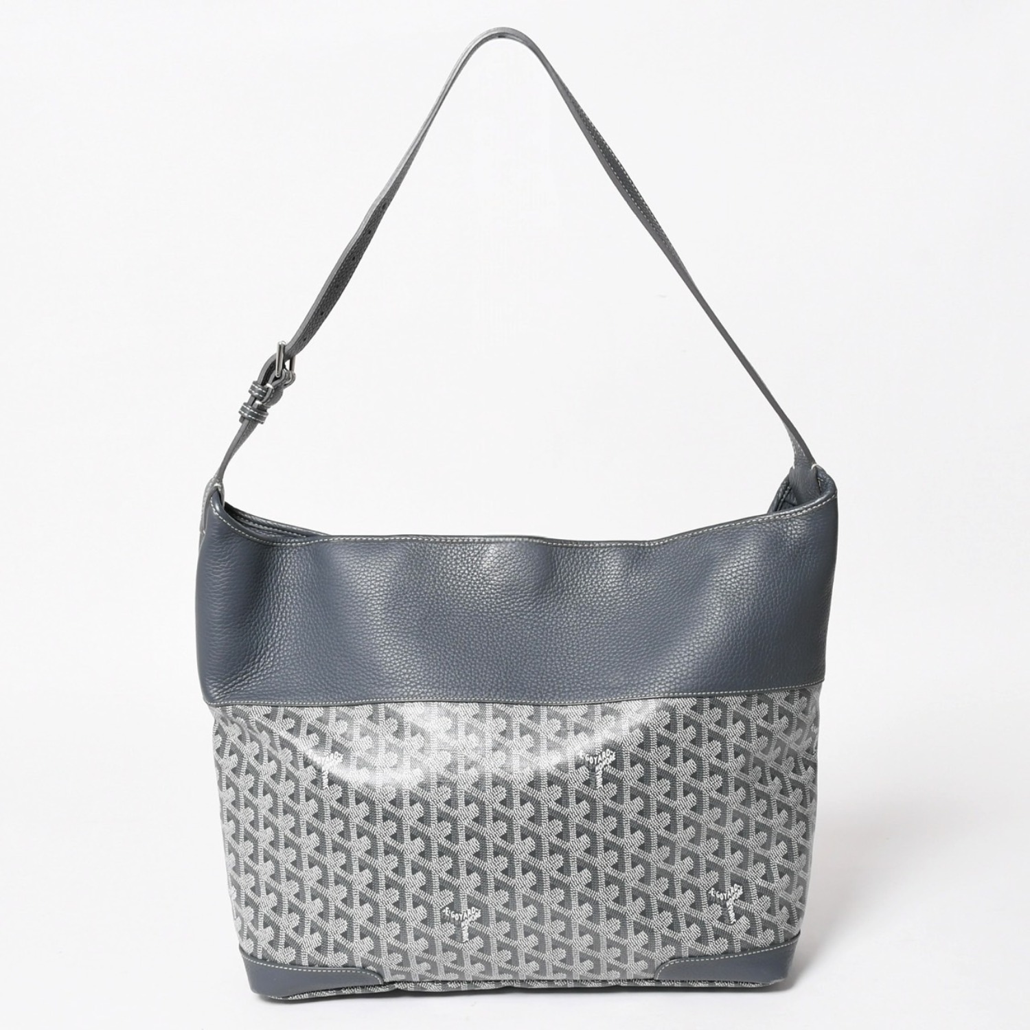 GOYARD ゴヤール グレナディン メッセンジャーバッグ ショルダーバッグ レザー MAE020149 グレー シルバー金具 美品 中古 4a005328｜Warashibe_Casanova