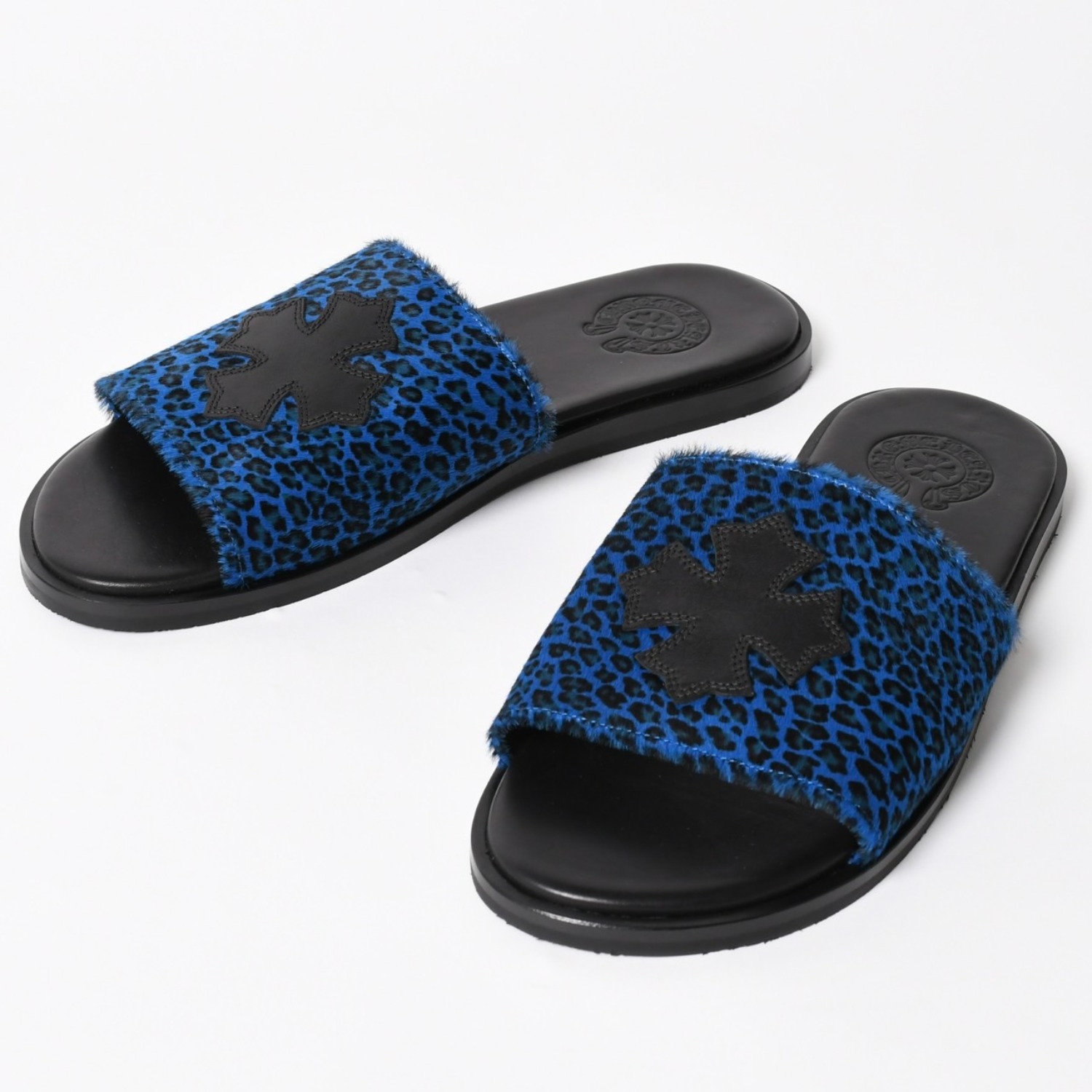 新品未使用 CHROME HEARTS クロムハーツ CH SLIDE CHプラスパッチ ハラコサンダル サイズ42 マイアミ限定 ブルーチーター 中古 4a005516｜Warashibe_Casanova 445,500円