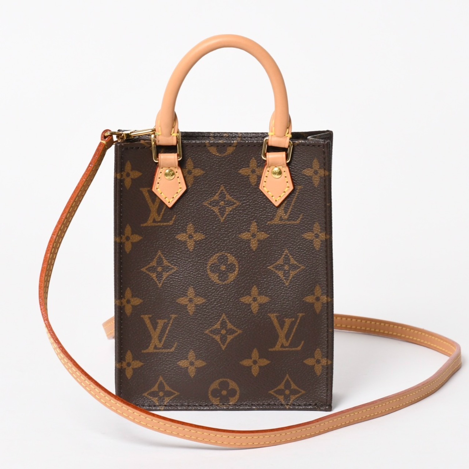 新品同様 LOUIS VUITTON ルイヴィトン プティット サックプラ 2WAYバッグ M69442 モノグラム ブラウン ゴールド金具 中古 4a005633|Warashibe_Casanova