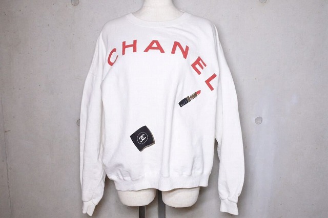 新作入荷 スウェット トレーナー Used 中古 送料無料 激レア オールド Rcp 中古 L ホワイト 白 トレーナー スウェット ヴィンテージ メイクパレット リップ柄 シャネル Chanel Www Dgb Gov Bf