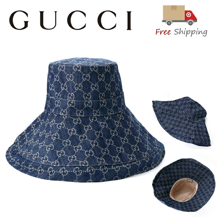 【尖んがり5倍・クーポン券客体】 GUCCI 631958 GG帆布 ワイドブリムハット ロゴタイプ 新品 差し上げ物