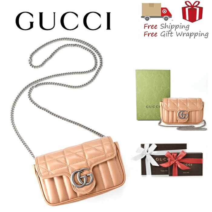グッチ GUCCI GGマーモント ミニバッグ キルティング チェーン ショルダー 斜め掛け シェブロンレザー｜ブランドショップ WARDROBE KOBE