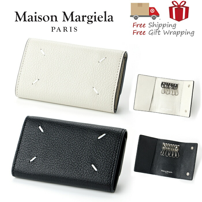 美品！　メゾンマルジェラ　キーケース　ダークグレー　ユニセックス　今期限定 Maison Margiela□ユニセックス 4ステッチ キケース Black