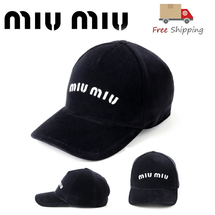 極美品✨ ミュウミュウ MIU MIU 現行 コットン　キャップ　ブラック　M 楽天市場】MIUMIU ミュウミュウ ベースボールキャップ 5HC179