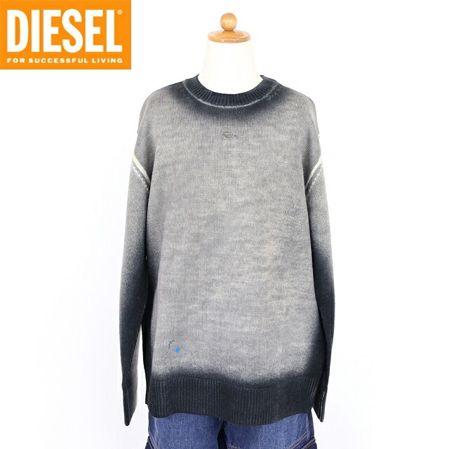 ディーゼル（DIESEL JUNIOR）お坊っちゃん 訳あり プルオーバー 黒いこと系 Dポイントグラデオーバーニット （大きさ/12Y）*ak0017