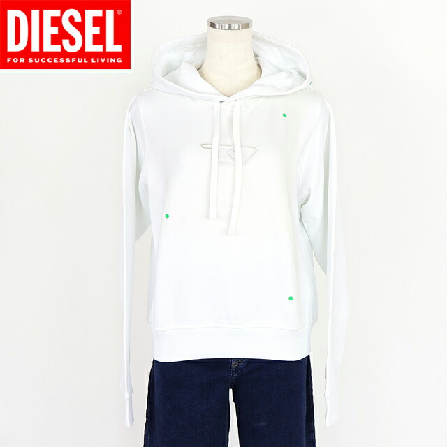 ディーゼル DIESEL ♡ レディース パーカー ホワイト DIESEL（ディーゼル） レディースプルオーバーパーカー A05095 0AJIH