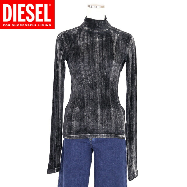 ディーゼル（DIESEL）レディース 訳あり 編み物 黒いこと系  T-SLIMY 袖×側面伝達ルートうつり変わりスタンドカラートップス （大いさ/S）*al0053 ニット・セーター-トップス-レディースファッション