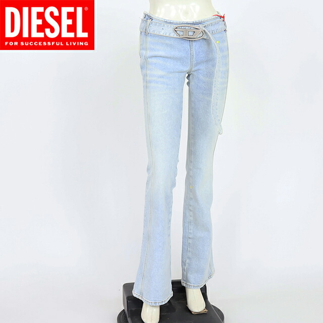 ディーゼル（DIESEL）レディース 訳あり ブーツカットジーンズ 青色系 点火装置青色  D-EBBYBELT-S 胴締め付き添い人ウオッシュデニムブーツカット （大きさ/23）*al1012