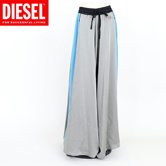 ディーゼル（DIESEL）レディース 訳あり ロングパンツ シルバー系 　P-WILD カラーライン　フレアージャージパンツ （サイズ/40）*al1021