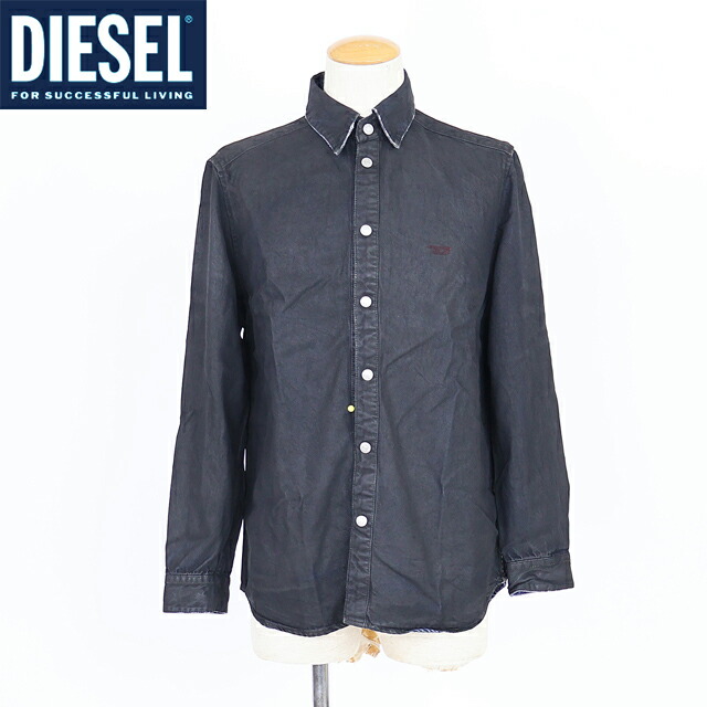 ディーゼル（DIESEL）メンズ 訳あり デニムシャツ 長袖 ブラック系 　ロゴポイント刺繍カラーデニムシャツ （サイズ/XS）*am0049 12,807円