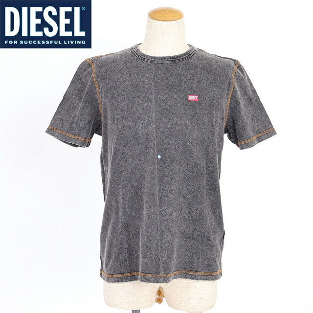 ディーゼル（DIESEL）メンズ 訳あり Tシャツ 半袖 ブラック系 ロゴポイント半袖Tシャツ （サイズ/M）*am0067