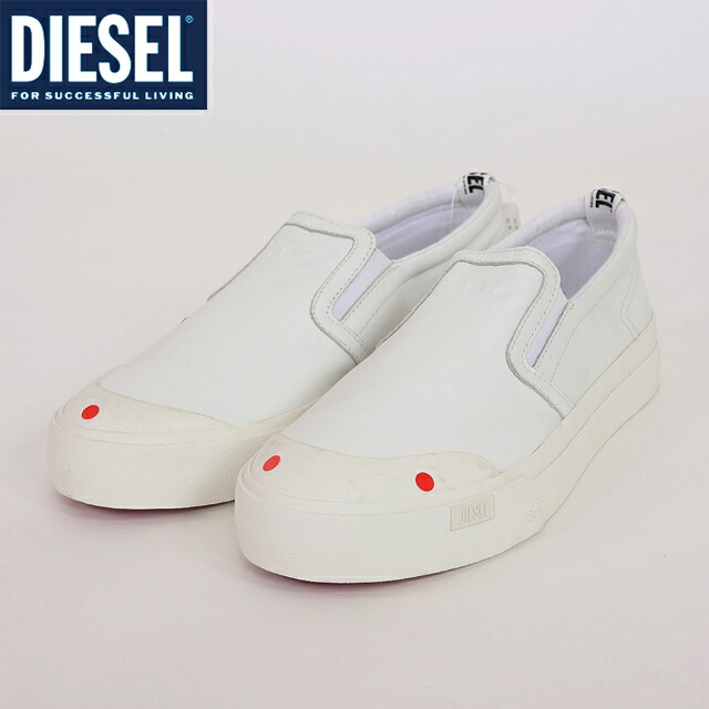 ディーゼル（DIESEL）メンズ 訳あり スニーカー ホワイト系  S-ATHOS SLIPON Dポイントレザースニーカー （サイズ/43）*am2003