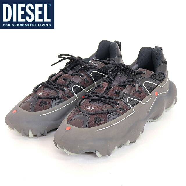 ディーゼル（DIESEL）メンズ 訳あり スニーカー ブラック系 　S-PROTO TYRE P1ラバーソールデザインスニーカー （サイズ/43）*am2006