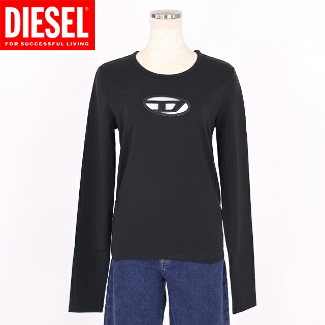 ディーゼル（DIESEL）レディース 訳あり 長袖ティーシャツ 黒いこと系 T-ANGIE D刺しゅうカットアウトロングティーシャツ （大きさ/M）*cl0001