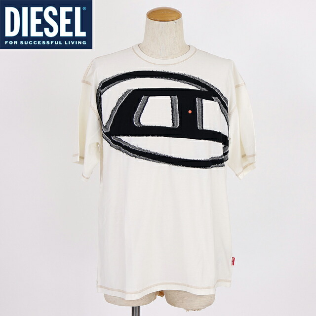 ディーゼル（DIESEL）メンズ 訳あり Tシャツ 半袖 ホワイト系 T-DOXT Dポイント半袖Tシャツ （サイズ/S）*cm0005｜インポートショップｅウエアハウス