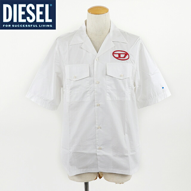 週末セール❗️DIESELディーゼル 半袖ニットトップス DロゴタートルネックS白 DIESEL（ディーゼル）の「レディース 半袖ニットトップス Dロゴ