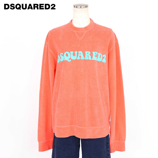 ディースクエアード（DSQUARED2）レディース 調教師 オレンジ色系  ロゴプリントパイルオーバートップス イタリア製 （大きさ/XXS）*ds0036