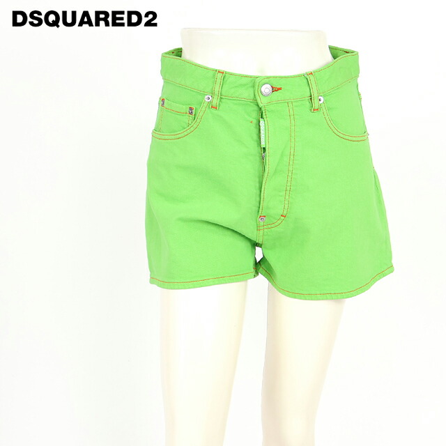 ディースクエアード（DSQUARED2）レディース ショートパンツ グリーン系 　カラーデニムショートパンツ イタリア製 （サイズ/34/36）*ds0060