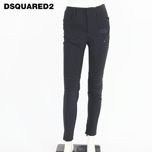 ディースクエアード（DSQUARED2）レディース ロングパンツ ブラック系 　切替デザインスキニーパンツ イタリア製 （サイズ/38）*ds0088