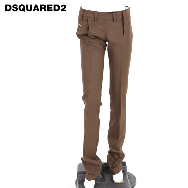 ディースクエアード（DSQUARED2）レディース ロングパンツ ブラウン系 　ロールアップウエストデザインパンツ イタリア製 （サイズ/38）*ds0097