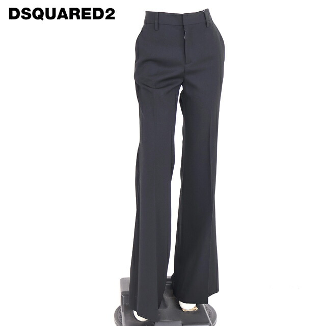 ディースクエアード（DSQUARED2）レディース ロングズボン下 黒いこと系  センタープレスブーツカットスラックスパンツ イタリア製 （大きさ/38）*ds0098