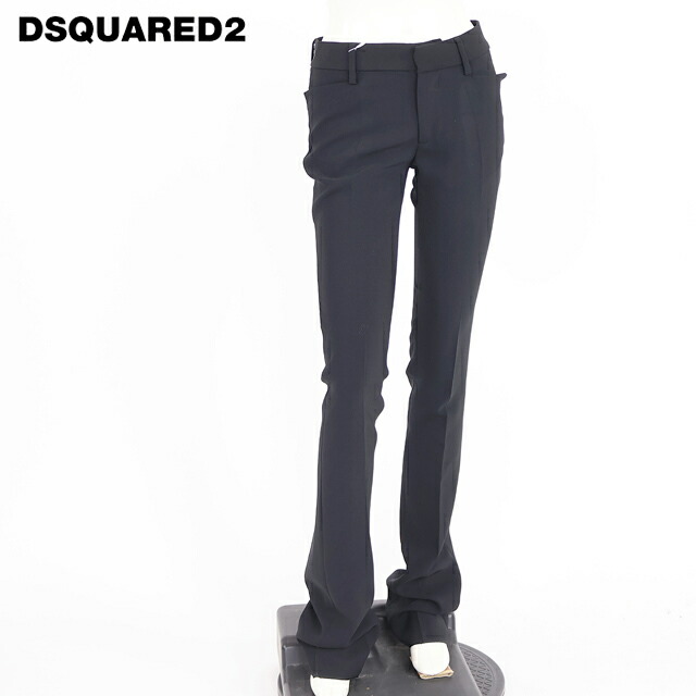 ディースクエアード（DSQUARED2）レディース ロングパンツ ブラック系 　センタープレスローライズスラックスパンツ イタリア製 （サイズ/36/38/40）*ds0102