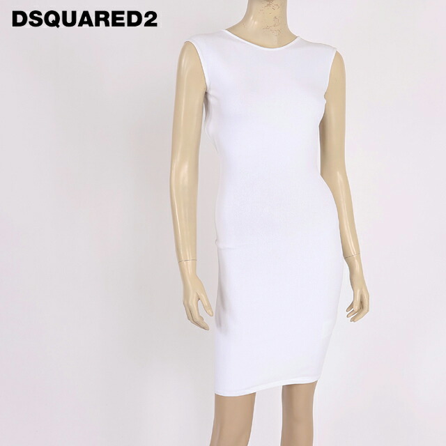 ディースクエアード（DSQUARED2）レディース 衣装 並み並み 白いこと系  バックオープンデザインタイトニットワンピース イタリア製 （大きさ/XS）*ds0121