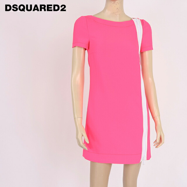 ディースクエアード（DSQUARED2）レディース 衣装 並み並み サクラ色系  サイドジッパーデザインワンピース イタリア製 （大きさ/38）*ds0132