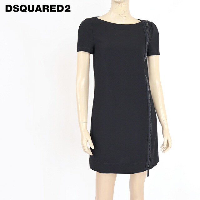 ディースクエアード（DSQUARED2）レディース 衣装 並み並み 黒いこと系  サイドジッパーデザインワンピース イタリア製 （大きさ/40）*ds0133