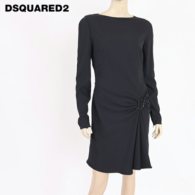 ディースクエアード（DSQUARED2）レディース 衣装 並み並み 黒いこと系  D2尖んがりデザインアシメワンピース イタリア製 （大きさ/42）*ds0134