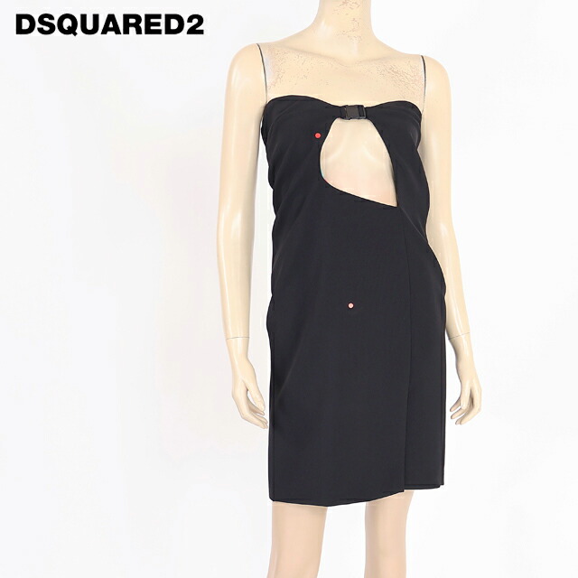 ディースクエアード（DSQUARED2）レディース 衣装 並み並み 黒いこと系  フロントカットアウトデザインベアワンピース イタリア製 （大きさ/38）*ds0146