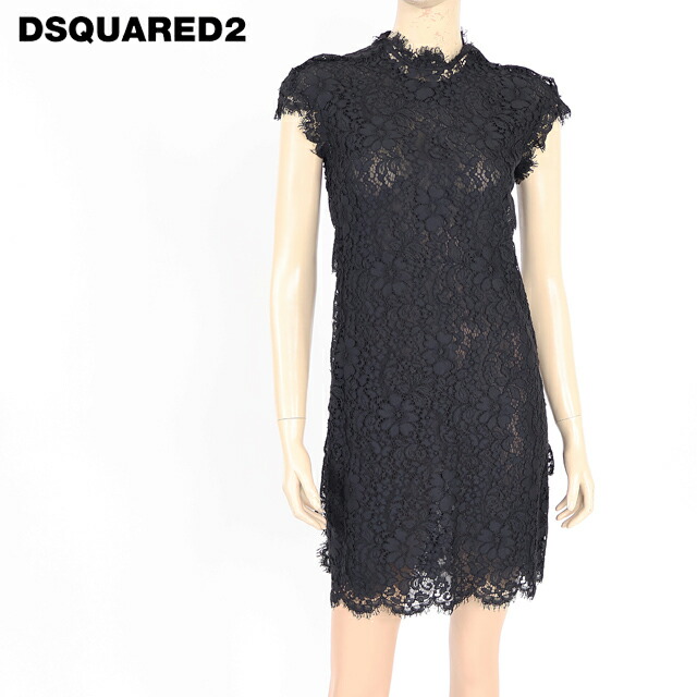 ディースクエアード（DSQUARED2）レディース ドレス ブラック系 　総レースワンピース イタリア製 （サイズ/40）*ds0162