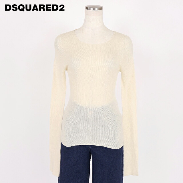 ディースクエアード（DSQUARED2）レディース 長袖ニット ホワイト系 タイトリブニット イタリア製 （サイズ/XS）*ds1003