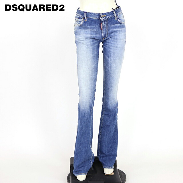 ディースクエアード（DSQUARED2）レディース ブーツカットジーンズ 青碧系 不都合×ウオッシュブーツカットデニム イタリア製 （大いさ/34/38）*ds1051