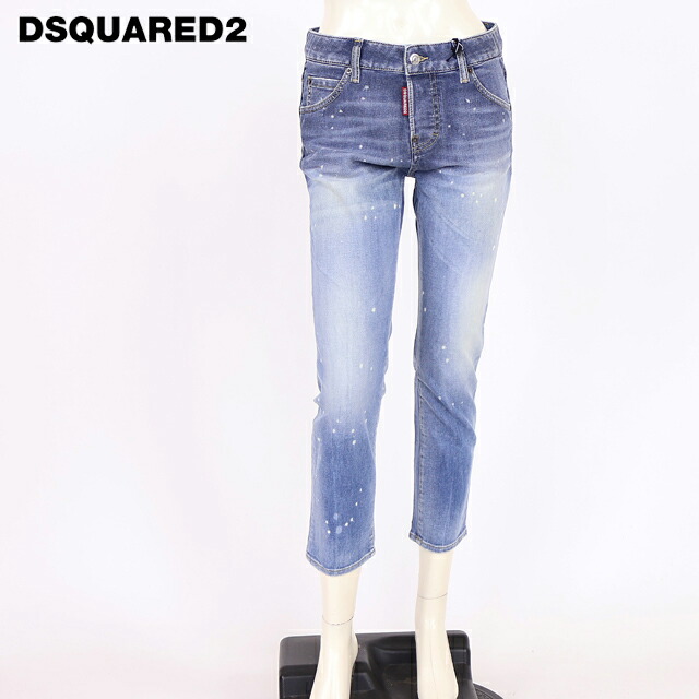 ディースクエアード（DSQUARED2）レディース ストレートジーンズ ブルー系 ウオッシュデニム　ボタンフライ （サイズ/34/36）*ds1052