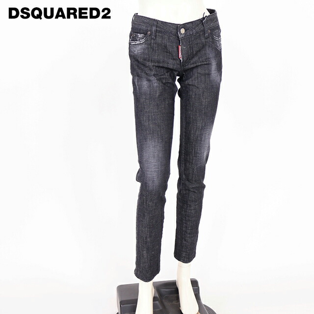 ディースクエアード（DSQUARED2）レディース スキニージーンズ 黒いこと系 ウオッシュ×不都合ジーンズ 名取り草飛球 （大いさ/38）*ds1060