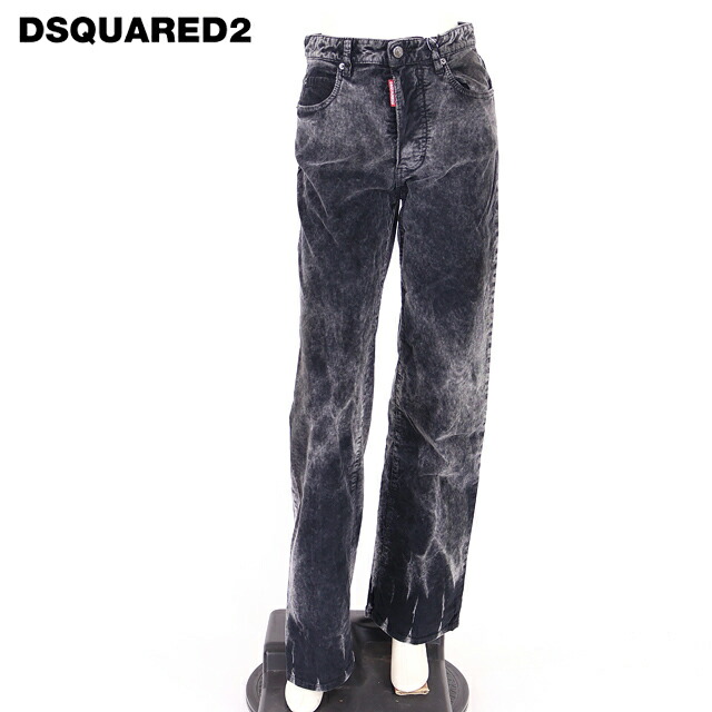 ディースクエアード（DSQUARED2）レディース ロングズボン下 黒いこと系 ウオッシュコーデュロイバギーパンツ 名取り草飛球 イタリア製 （大きさ/36）*ds1067