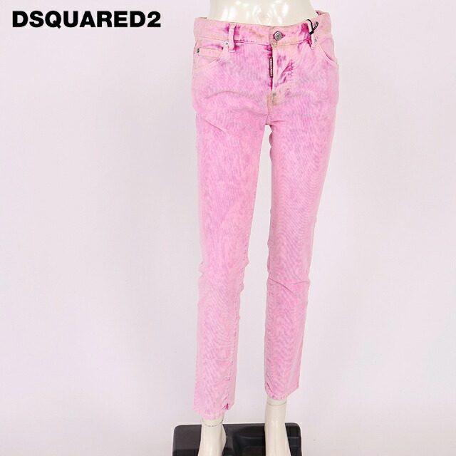 ディースクエアード（DSQUARED2）レディース ロングズボン下 サクラ色系 ウオッシュコーデュロイスキニーパンツ 名取り草飛球 イタリア製 （大いさ/36）*ds1069
