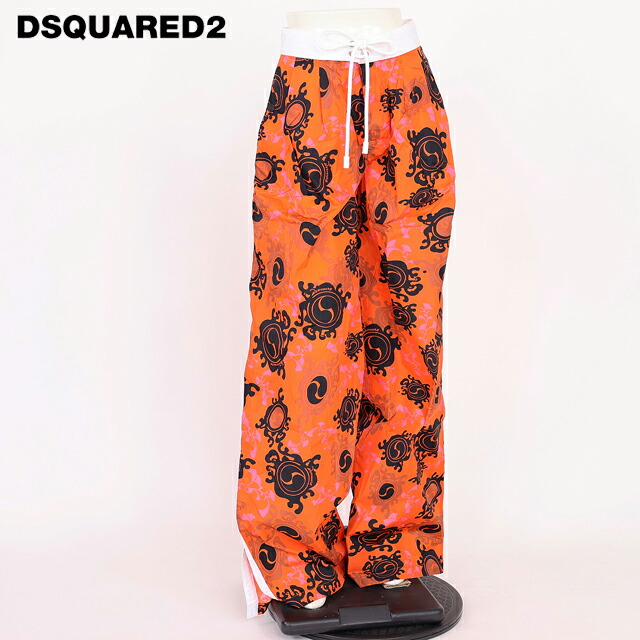 ディースクエアード（DSQUARED2）レディース ロングズボン下 オレンジ色系 総柄バギーシャカパン イタリア製 （大きさ/38）*ds1074