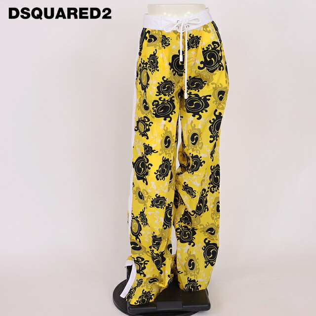 ディースクエアード（DSQUARED2）レディース ロングズボン下 黄色系 総柄バギーシャカパン イタリア製 （大きさ/36/38）*ds1075