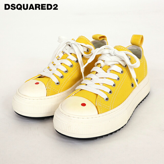 ディースクエアード（DSQUARED2）レディース スニーカー 黄色系 バイ色つや厚底ローカットスニーカー イタリア製 （大きさ/35）*ds2016