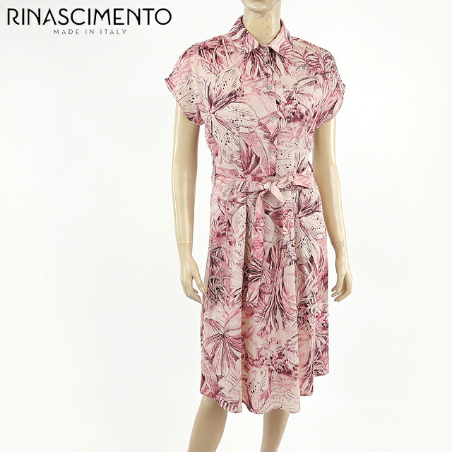 リナシメント（RINASCIMENTO）レディース ロングワンピース レッド系 　ボタニカルシャツワンピース イタリア製 （サイズ/S）*sa0026