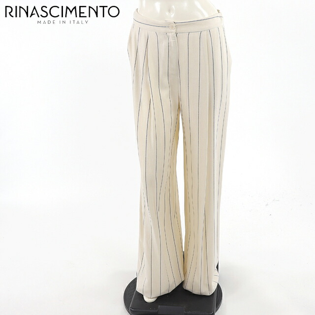 リナシメント(RINASCIMENTO)レディース ロングパンツ ホワイト系 ストライプワイドパンツ イタリア製 (サイズ/S)*sa0054