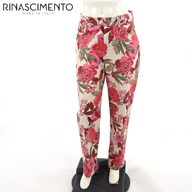 リナシメント（RINASCIMENTO）レディース ロングパンツ レッド系 　フラワーパンツ イタリア製 （サイズ/M）*sa0069