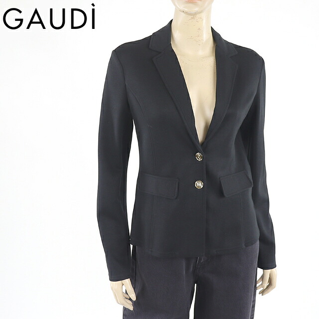 ガウディ(GAUDI)レディース ジャケット ブラック系 スウェット地ロゴボタンジャケット (サイズ/S)*sa0072|インポートショップeウエアハウス