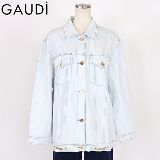 ガウディ（GAUDI）レディース ジーンズ上衣 青碧系 ハイブリーチビッグシルエットGジャン （大いさ/S）*sa1016