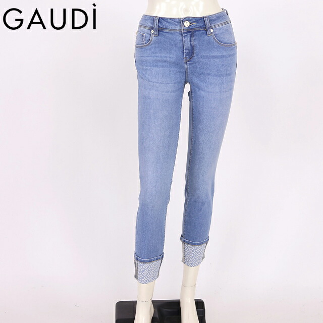 ガウディ（GAUDI）レディース スキニージーンズ 青み系 ロールアップハイブリーチスキニーデニム （大きさ/26/27/28）*sa1049