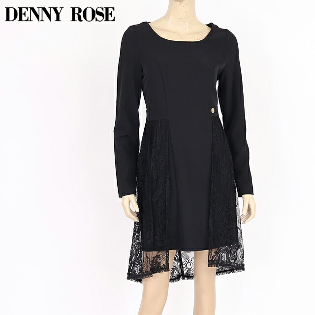 デニーローズ（DENNY ROSE）レディース 衣裳 並み並み 黒いこと系 レースドッキングワンピ （大いさ/42）*uw0027