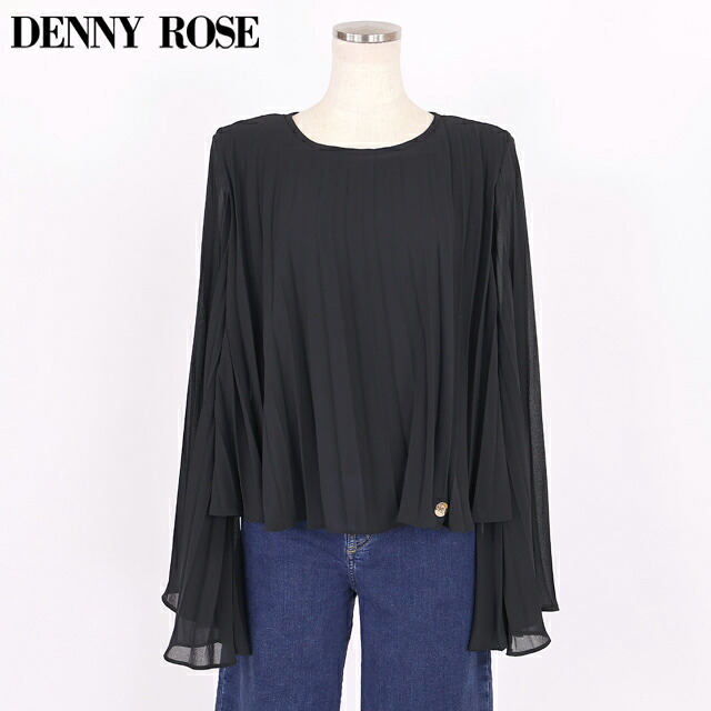 デニーローズ（DENNY ROSE）レディース 長袖トップ 黒いこと系 ジョーゼットプリーツブラウス （大いさ/40/42）*uw0050