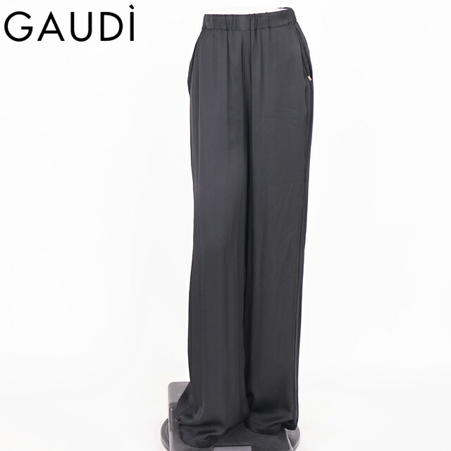 ガウディ（GAUDI）レディース ロングズボン下 黒いこと系 レーヨンサテンパンツ （大きさ/40）*uw0056